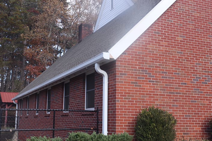 church with white gutters